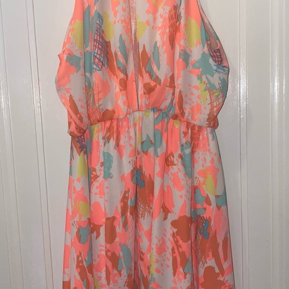 Lush Halter Vintage Boutique Tank Top Mini Dress Sz. L w/ Neck Button & Peephole - Picture 5 of 6